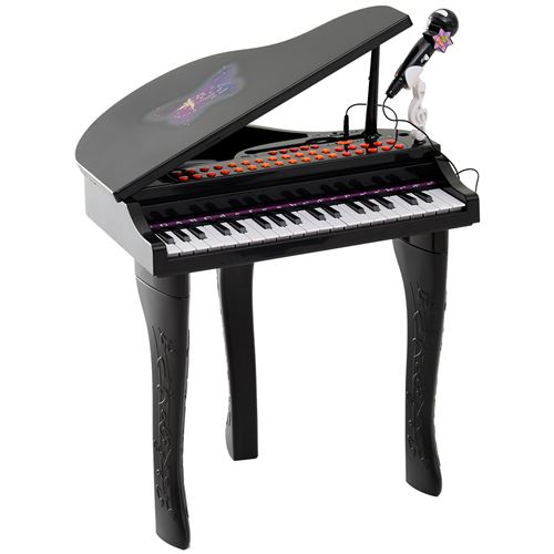 Homcom Noir Piano À Queue Électronique 37 Touches Multifonctions Avec Micro Haut Parleur - Image 1