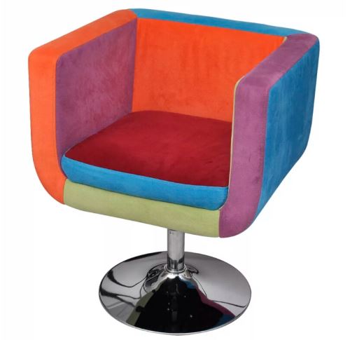 Fauteuil Cube avec tissu design patchwork