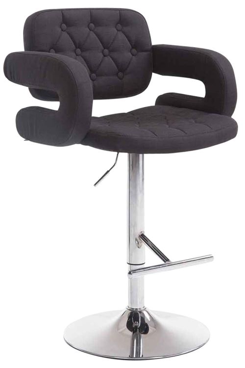 CLP Tabouret de bar Dublin Tissu avec pied en m&eacute;tal , Noir /Chrome