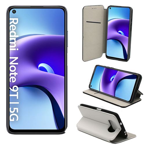 Housse blanche pour Xiaomi Redmi Note 9T 5G Protection Portefeuille à Rabat avec Porte Cartes et coque interne XEPTIO