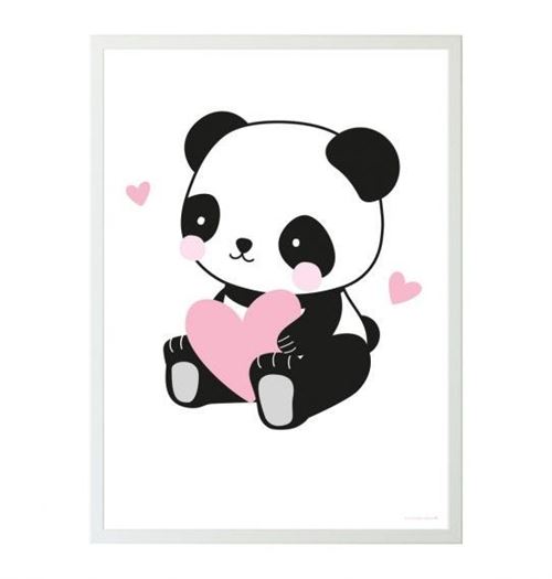A Little Lovely Company poster Panda girls 50 x 70 cm papier noir/rose