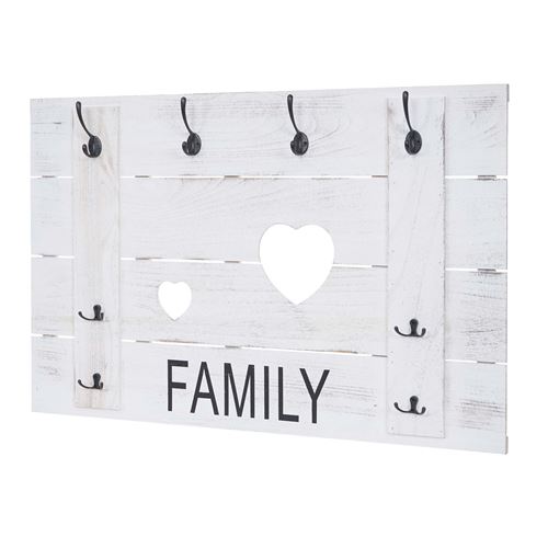 Portemanteau mural MENDLER HWC-C89, FAMILY, 8 crochets, 60x90cm blanc shabby