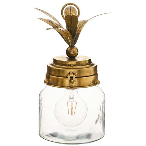 Non Communiqué Doré Lampe Led En Verre Ananas Atmosphera 33Cm