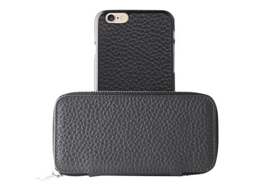 Coque et Porte-monnaie Puro en Cuir, Grise pour iPhone 6