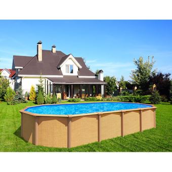 Kit piscine ovale hors sol acier - 5,1 m x 3,9m - aspect Bois - Abak OSMOSE - C9570 - Diamètre intérieur 7,30 x 3,65 m : Aspect Bois - 1