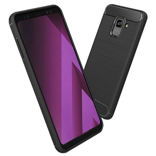 VSHOP® Coque Samsung Galaxy A8 (2018), Housse [Carbone TPU] Silicone Case Cover [Absorption de Choc] Soft Gel TPU pour SM-A830F, SM-A530F (Noir)