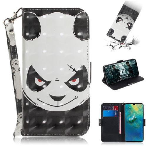 Etui en PU impression de motifs panda en colère pour votre Huawei Mate 20