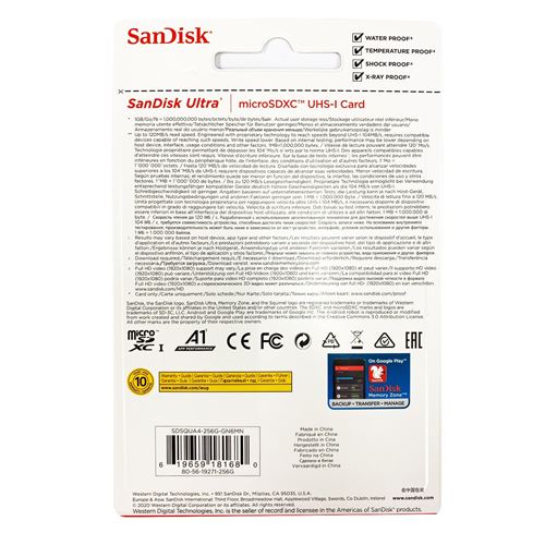 Sandisk ultra 256 Go Micro SD carte mémoire micro SDXC Class 10 UHS-I 120Mb/ s - Carte mémoire micro SD - Achat & prix