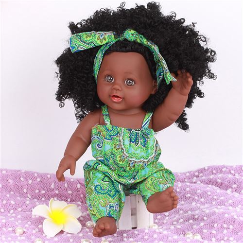 Poupées fille noire jeu afro-américaines réalistes 12 pouces pour bébé - Vert