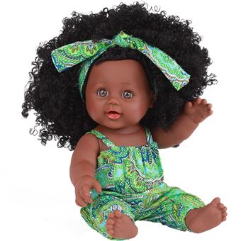 13€61 sur Poupées fille noire jeu afro-américaines réalistes 12 pouces pour  bébé - Vert - Poupée - Achat & prix