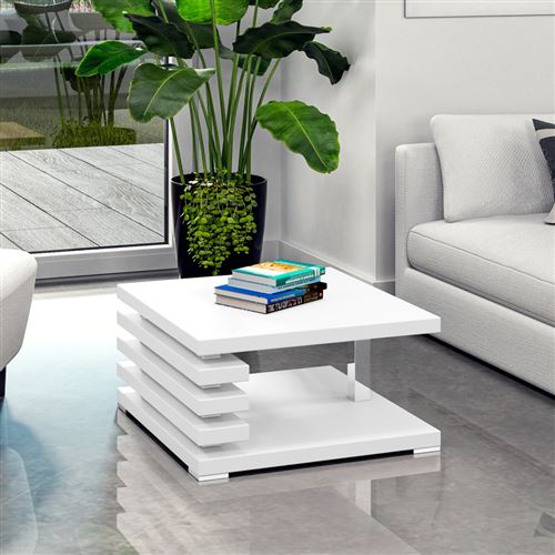 Table Basse Design Ariene 60x60 Cm Blanc Mat Etagere Pratique Sous Le Plateau Achat Prix Fnac