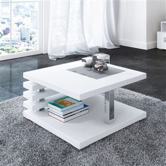 Table Basse Design Ariene 60x60 Cm Blanc Mat Etagere Pratique Sous Le Plateau Achat Prix Fnac