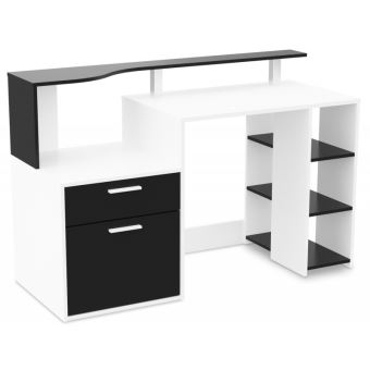 Paris Prix Bureau 1 Tiroir 1 Porte Christopher 140cm Noir Blanc Achat Prix Fnac