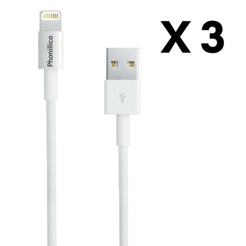 Lot 3 Cables USB Lightning Chargeur Blanc pour iPhone 11 / 11 PRO / 11 PRO  MAX - Cable Chargeur Mesure 1 Metre [Phonillico®] - Câble téléphone portable  - Achat & prix