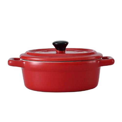 Mini cocotte ovale rouge avec couvercle et poignées HobbyCook
