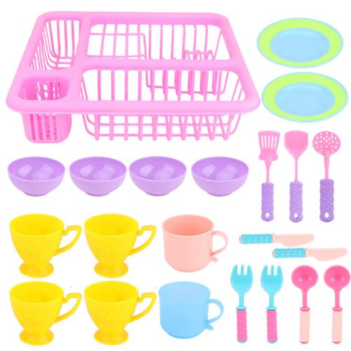 Enfants Jeux de Rôles Vaisselle Cuisine Playset Laver Et Vaisselle À Sec Égouttoir Jouet BT377