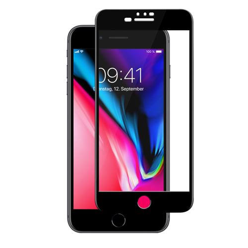 Verre Trempé 3D pour iPhone 6/7/8 Plus, Protection d'Écran, Dureté 9H, sans Bulles, Anti-Empreintes Digitales, Noir