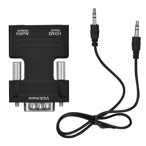 Adaptateur VGA vers HDMI 1080P VGA Mâle vers HDMI Femelle Convertisseur  avec Audio Câble et Câble
