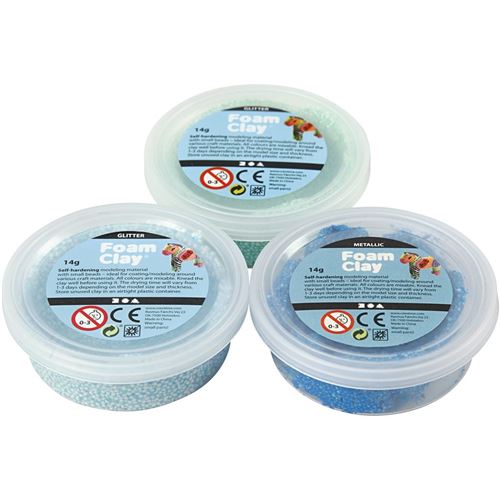 Foam Clay set d'argile bleu/vert 14 grammes 3 pièces