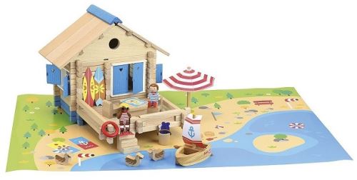 Maison du bord de l'eau et accessoires jeujura - 120 pieces en bois - jeu de construction