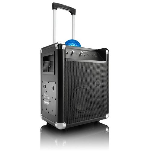 Lenco PA 325 Système Audio Portable avec Boule à facettes/entrée Micro et Bluetooth, 40 W RMS, USB, Entrée AUX Noir