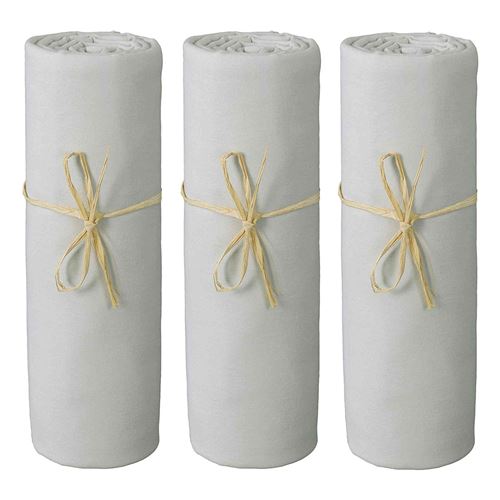 Lot de 3 draps housses bébé jersey bio gris perle 60x120