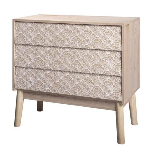 SOFIA Commode 3 tiroirs - Bois et vert - L 80 x P 40 x H 75 cm