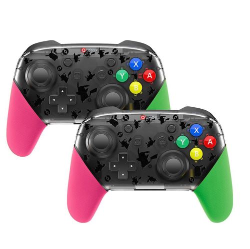 2pcs Qumox Manette de jeux contrôleur Bluetooth Pro sans fil Gamepad Pikachu compatible pour Nintendo Switch NS