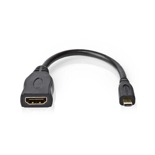 Nedis - HDMI-kabel met ethernet - micro HDMI male naar HDMI female - 20 cm - zwart - rond