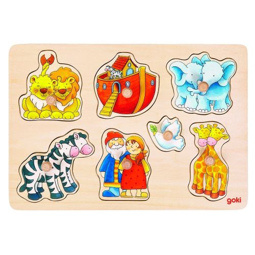 Goki - 2041544 - Puzzle En Bois À Encastrement - Arche De Noé Ii - 15 Pièces