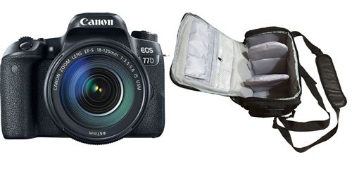 Canon EOS 77D + Canon EF-S 18-135mm f/3.5-5.6 IS USM + bolso de la cámara profesional