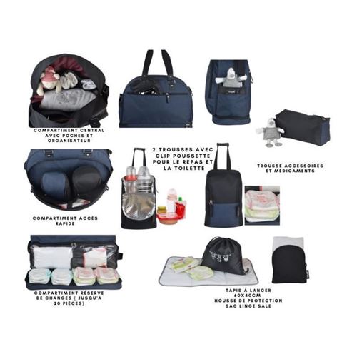 BABY ON BOARD Sac grand format Week End Team Moonlight bleu