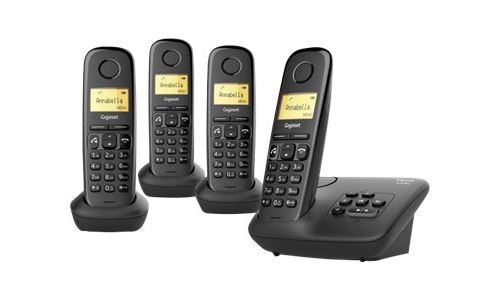 Gigaset A270A Quattro - Téléphone sans fil - système de répondeur avec ID d'appelant - DECTGAP - noir + 3 combinés supplémentaires