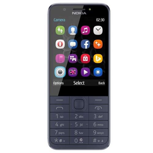 Nokia 230 Dual SIM - Téléphone de service - double SIM - RAM 16 Mo - microSD slot - Écran LCD - 320 x 240 pixels - rear camera 2 MP - front camera 2 MP - bleu foncé