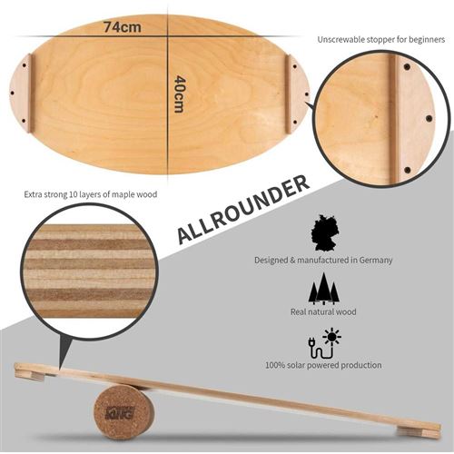 BoarderKING - Rouleau de liège pour planches d'équilibre Indoorboards - 15  x 45 cm - Liège naturel - Appareil de fitness à la Fnac