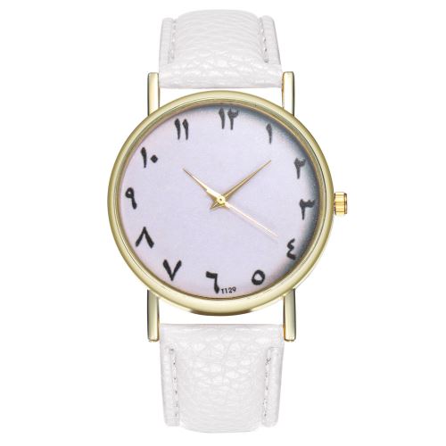 Nouveaux hommes de montre Simple Classique Bracelet en cuir Montre à la mode Tendance Montre à quartz T129-Ablanc