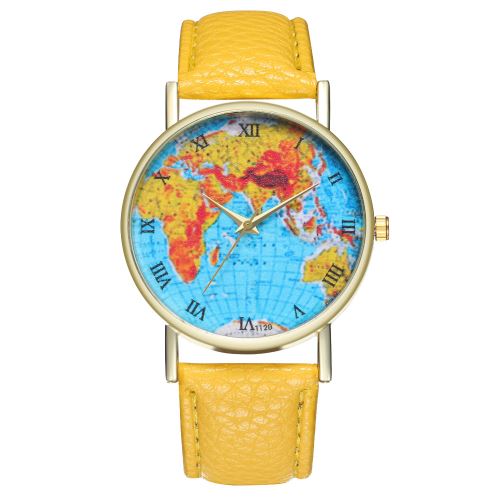 Nouveau monde carte montre montre à quartz des hommes de tendance coréenne montre montre montre montre T120-Ajaune