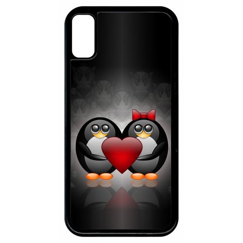 Coque Apple Iphone 8 Pinguoin Coeur Rouge