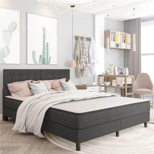 Vidaxl - T&ecirc;te de lit touffet&eacute;e Gris fonc&eacute; Tissu 180x200 cm n/a