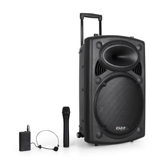 Enceinte sono portable 15" 800W - USB/BT/REC + 2 Micros VHF - Ibiza Sound PORT15VHF-BT PORT15VHF-BT-SE - 1