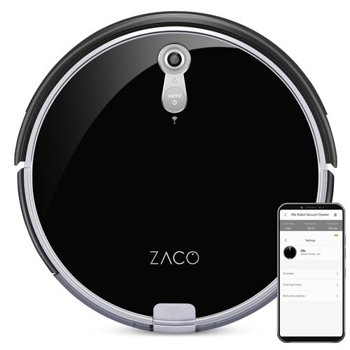 Robot aspirateur laveur A8s noir glossy - ZACO -fonction serpillère pour sols durs