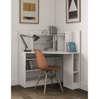 Bureau D Angle En Bois Blanc Avec Niche De Rangement Bu6011 Bureaux Enfant Et Accessoires Achat Prix Fnac