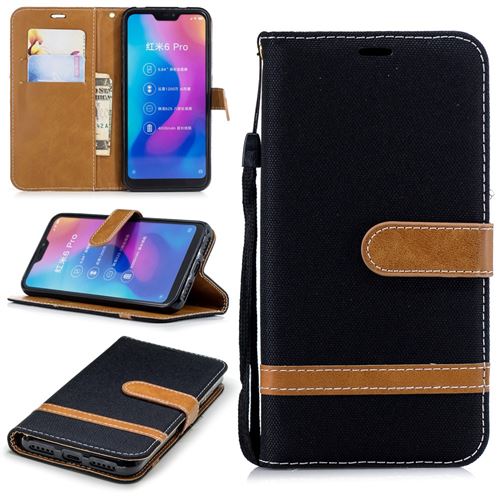 Xiaomi Mi A2 Lite / Redmi 6 Pro Portefeuille Noir Coque Housse Etui En Cuir Pu hfs-house®