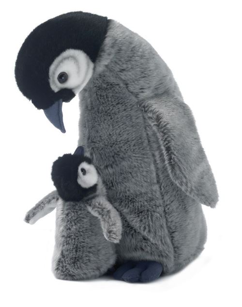 Wwf - 15189003 - peluche - maman pingouin avec bébé - 30 cm