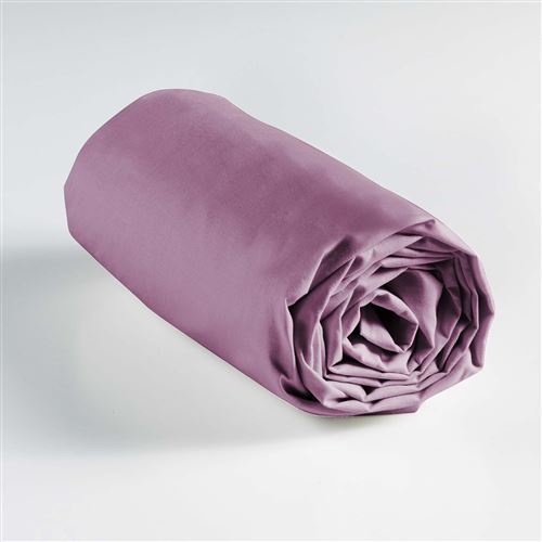 Drap housse 1 personne 90 x 190 cm uni 57 fils lina Violine