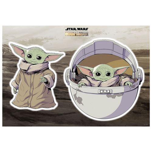 Stickers Muraux géant Mandolorian Baby Yoda The Child Star Wars 50 x 70 cm