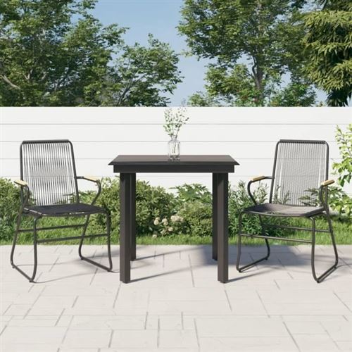 Vidaxl Noir Ensemble À Manger De Jardin 3 Pcs - Image 2