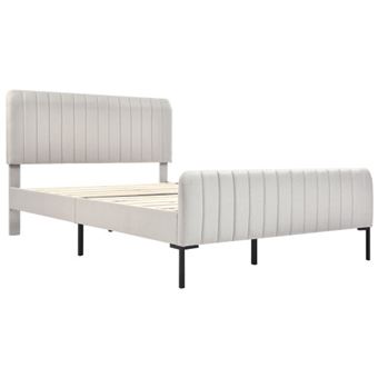Lit double rembourré 160x200 cm avec tête de lit douce à hauteur réglable design moderne et épuré sans matelas couleur beige - 1