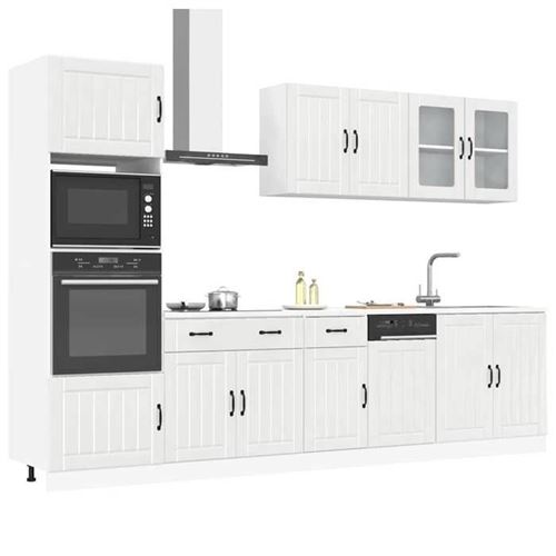 Vidaxl - Ensemble de 7 meubles de cuisine 'Lucca' en bois d'ingénierie blanc brillant