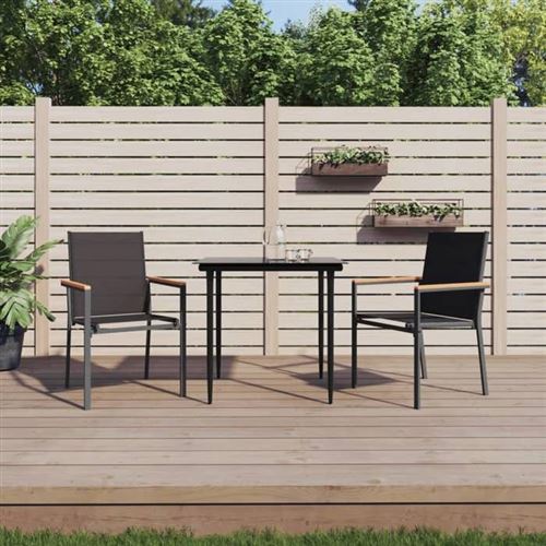 Non Communiqué Noir Vidaxl Ensemble À Manger De Jardin 3 Pcs Textilène Et Acier, Ensemble À Manger, Ensemble À Manger D'extérieur, Ensemble 3187033